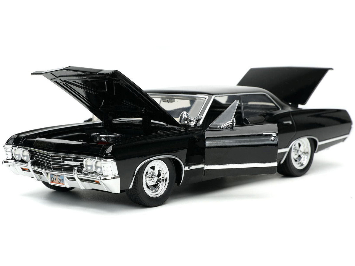 1967 Chevrolet Impala SS Sport Sedan Black and Dean Winchester Diecast Figurine "Supernatural" (2005-2020) TV Series "Hollywood Rides" Series 1/24 Diecast Model Car by Jada-2