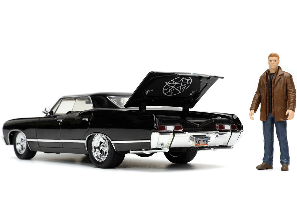1967 Chevrolet Impala SS Sport Sedan Black and Dean Winchester Diecast Figurine "Supernatural" (2005-2020) TV Series "Hollywood Rides" Series 1/24 Diecast Model Car by Jada-1
