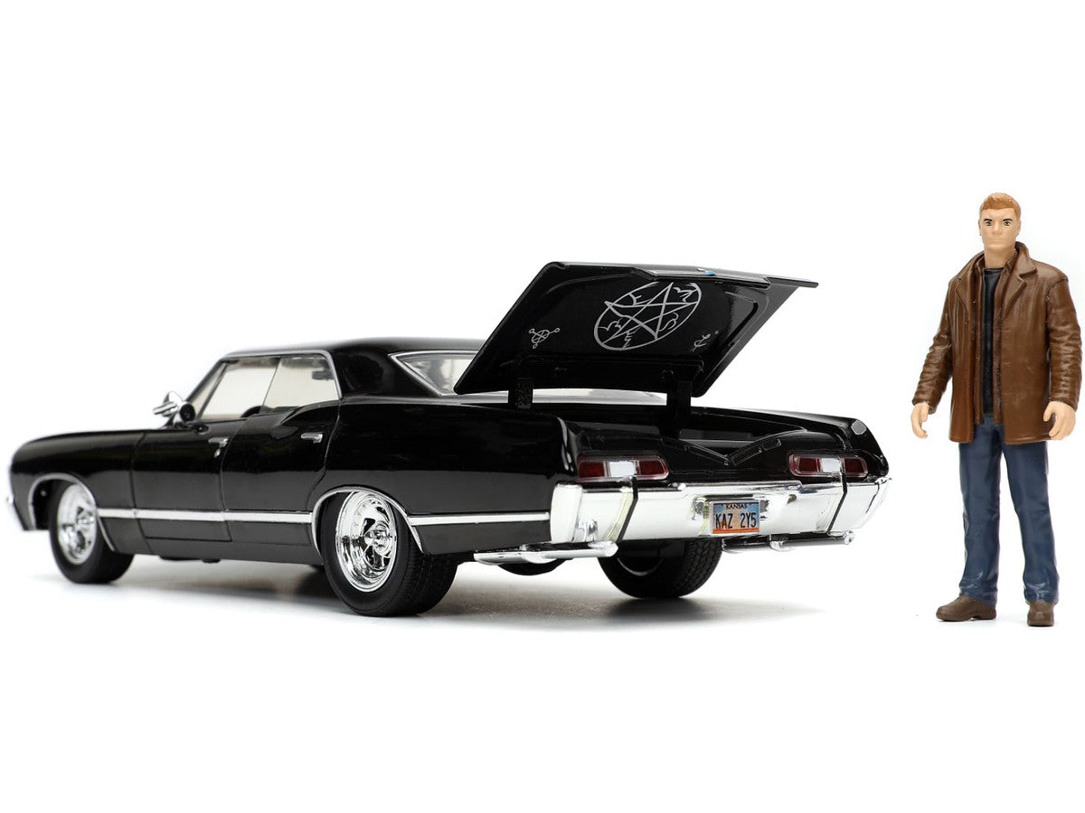1967 Chevrolet Impala SS Sport Sedan Black and Dean Winchester Diecast Figurine "Supernatural" (2005-2020) TV Series "Hollywood Rides" Series 1/24 Diecast Model Car by Jada-1