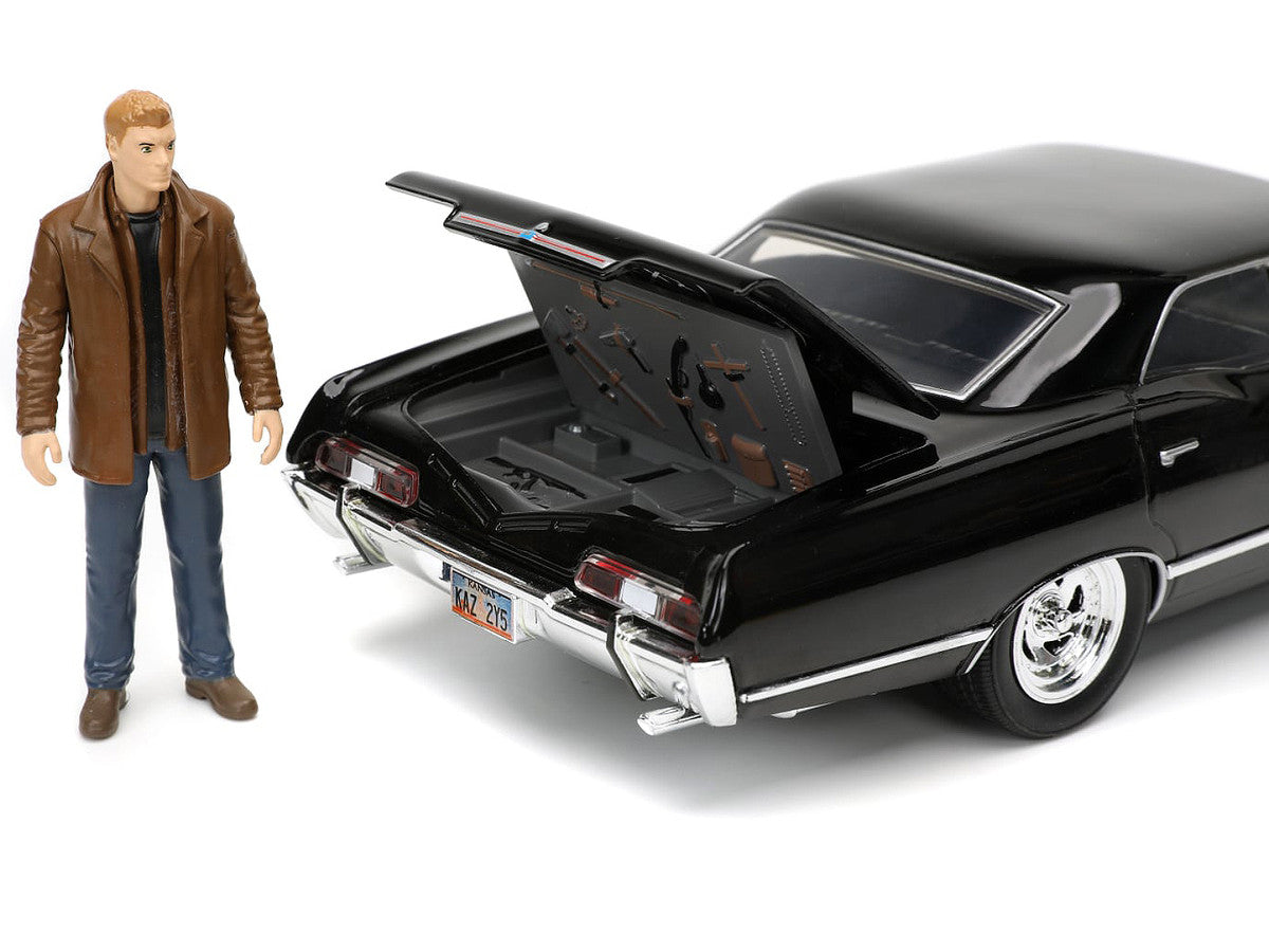 1967 Chevrolet Impala SS Sport Sedan Black and Dean Winchester Diecast Figurine "Supernatural" (2005-2020) TV Series "Hollywood Rides" Series 1/24 Diecast Model Car by Jada-3