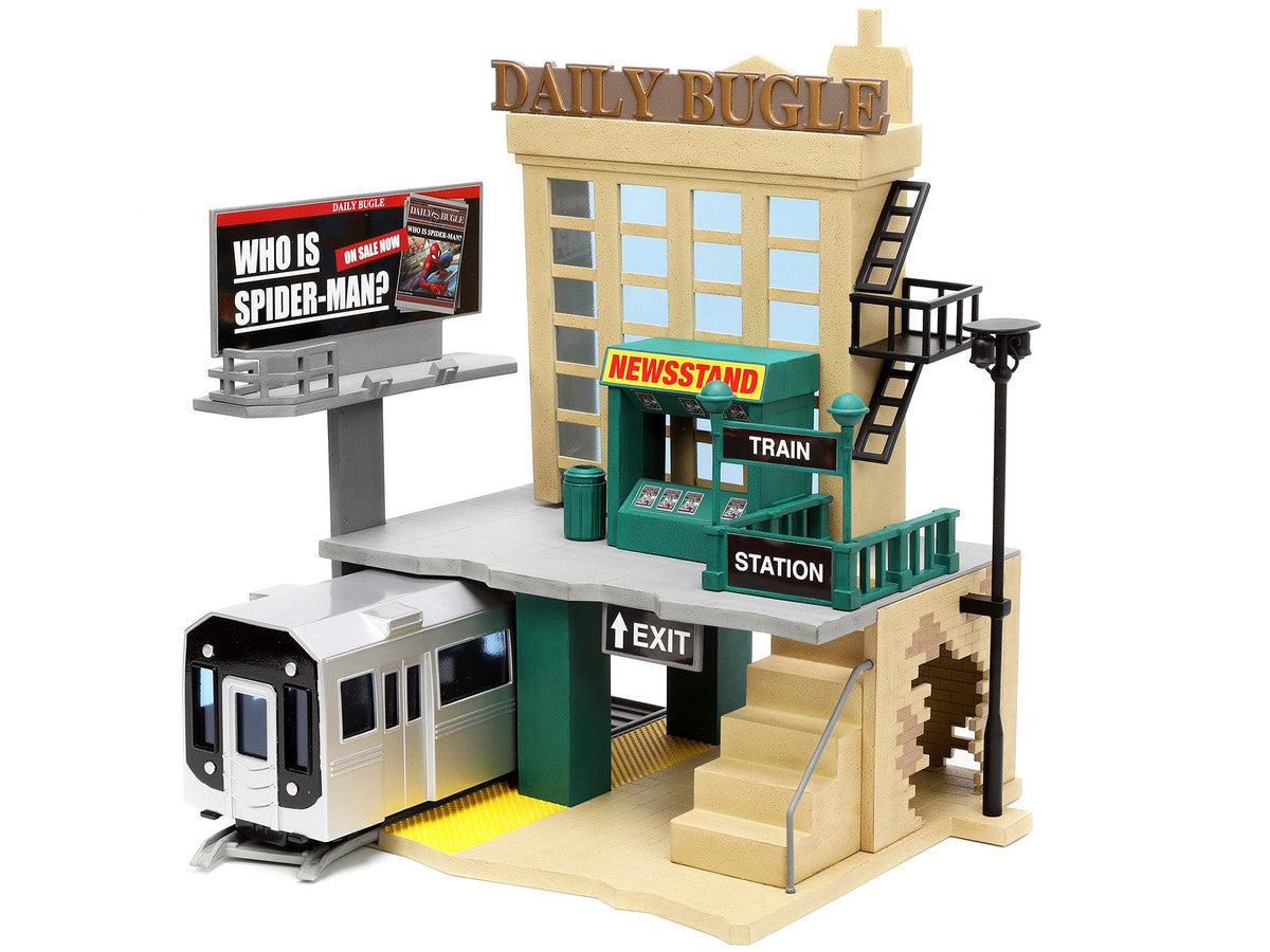 "Daily Bugle" and Subway Diorama Set with Spider-Man and J. Jonah Jameson Diecast Figures "Marvel's Spider-Man" "Nano Scene" Series Models by Jada-2