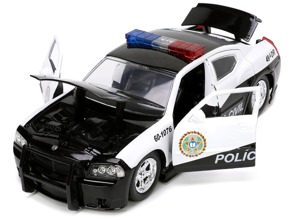 2006 Dodge Charger Police Black and White "Policia Civil" "Fast & Furious" Series 1/24 Diecast Model Car by Jada-2