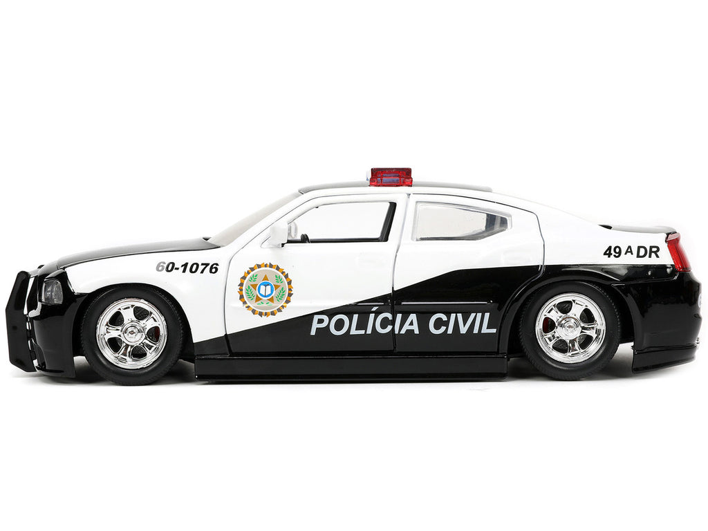 2006 Dodge Charger Police Black and White "Policia Civil" "Fast & Furious" Series 1/24 Diecast Model Car by Jada-0