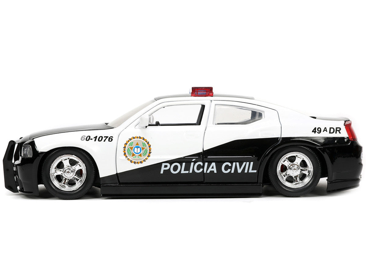 2006 Dodge Charger Police Black and White "Policia Civil" "Fast & Furious" Series 1/24 Diecast Model Car by Jada-0