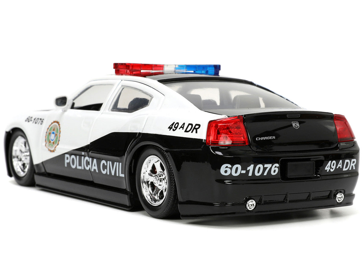 2006 Dodge Charger Police Black and White "Policia Civil" "Fast & Furious" Series 1/24 Diecast Model Car by Jada-1