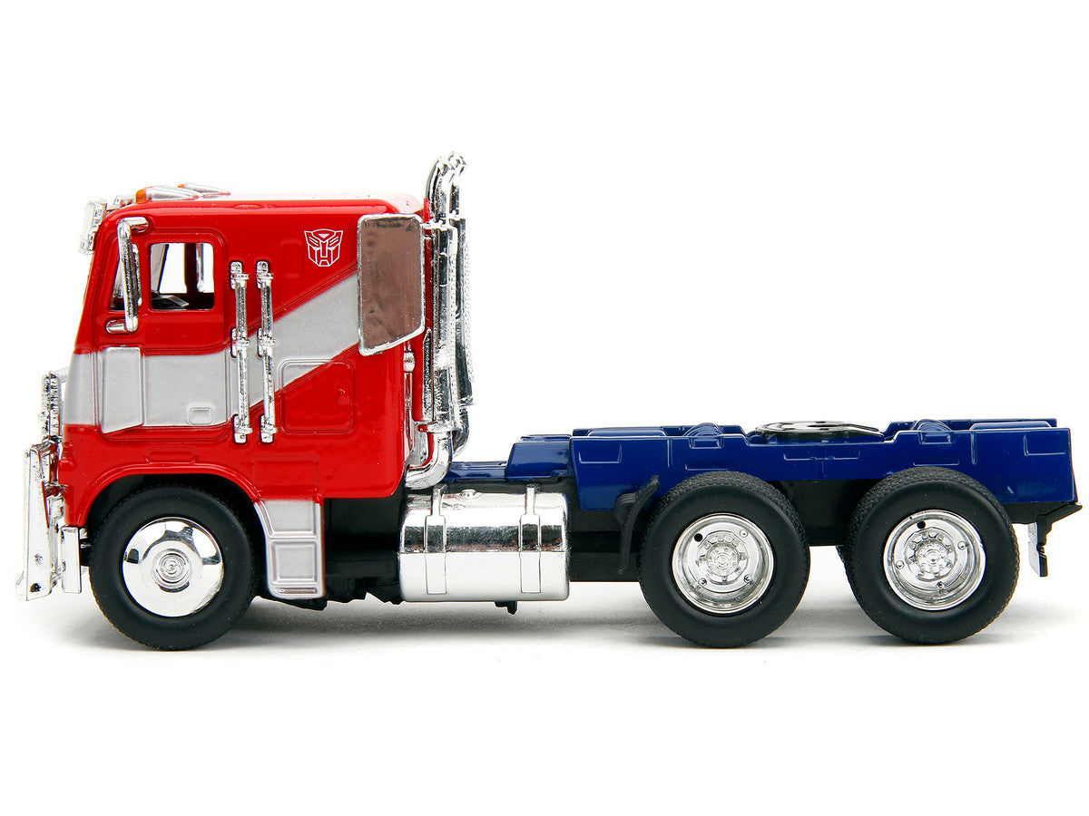 Optimus Prime Tractor Truck Red and Blue with Silver Stripes "Transformers: Rise of the Beasts" (2023) Movie "Hollywood Rides" Series 1/32 Diecast Model Car by Jada-0