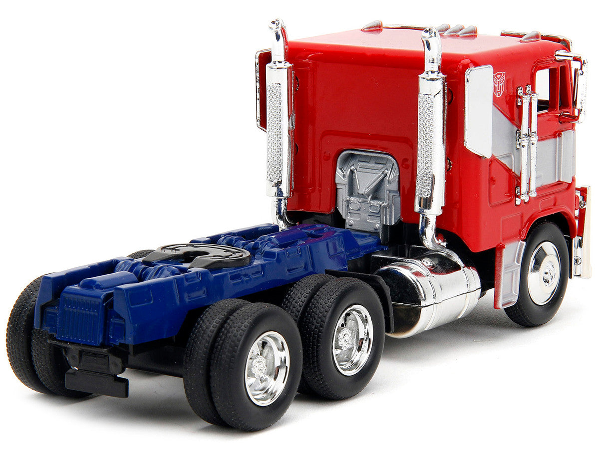Optimus Prime Tractor Truck Red and Blue with Silver Stripes "Transformers: Rise of the Beasts" (2023) Movie "Hollywood Rides" Series 1/32 Diecast Model Car by Jada-2