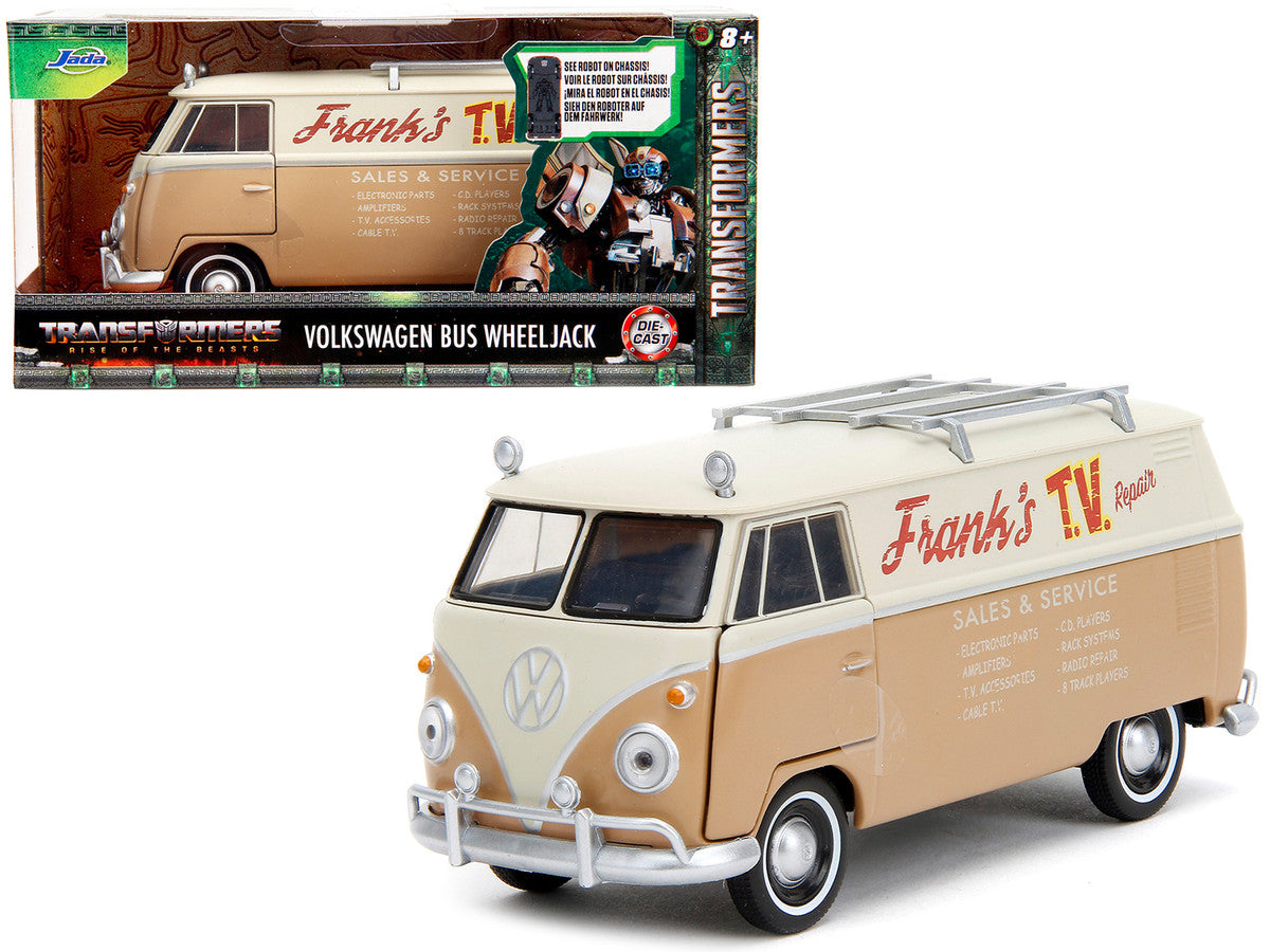 Volkswagen Bus "WheelJack" Tan and Beige "Frank's TV Repair" "Transformers: Rise of the Beasts" (2023) Movie "Hollywood Rides" Series 1/32 Diecast Model Car by Jada-0