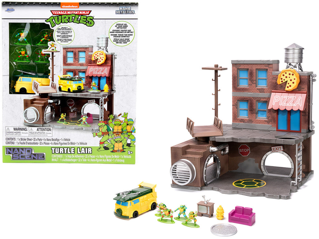 "Teenage Mutant Ninja Turtles" Turtle Lair Diorama Set with Figures and Party Wagon "Nano Scene" Series Model by Jada-0