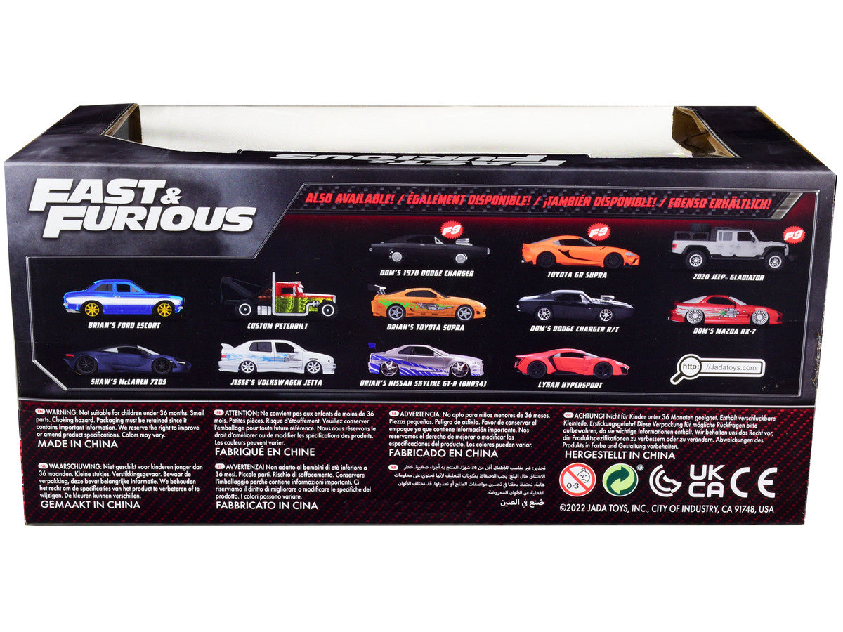 Brian's Toyota Supra Orange with Graphics "Fast & Furious" Movie 1/24 Diecast Model Car by Jada-1