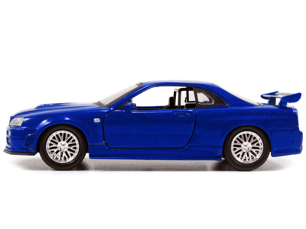 Brian's Nissan Skyline GT-R (R34) RHD (Right Hand Drive) Blue Metallic "Fast & Furious" (2009) Movie "25 Years of Fast & Furious" Series 1/32 Diecast Model Car by Jada-1