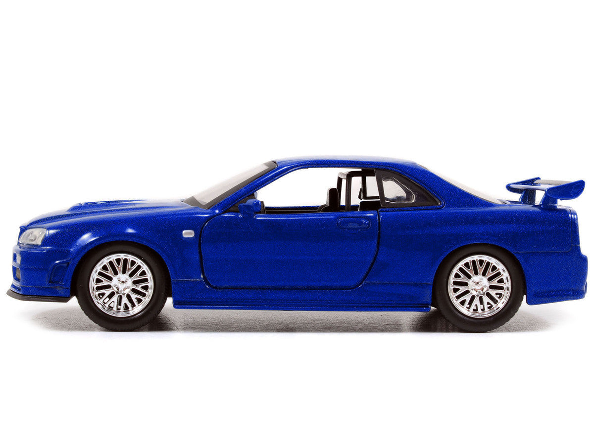 Brian's Nissan Skyline GT-R (R34) RHD (Right Hand Drive) Blue Metallic "Fast & Furious" (2009) Movie "25 Years of Fast & Furious" Series 1/32 Diecast Model Car by Jada-1