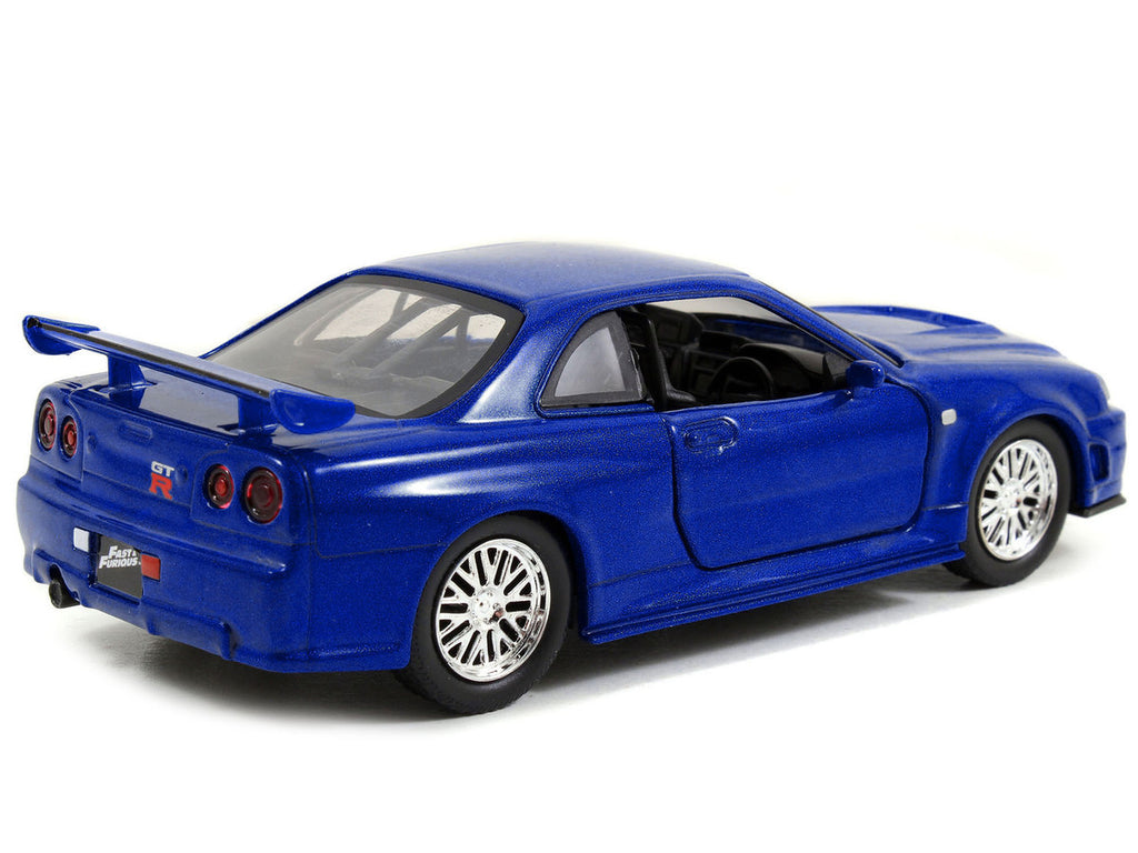 Brian's Nissan Skyline GT-R (R34) RHD (Right Hand Drive) Blue Metallic "Fast & Furious" (2009) Movie "25 Years of Fast & Furious" Series 1/32 Diecast Model Car by Jada-2