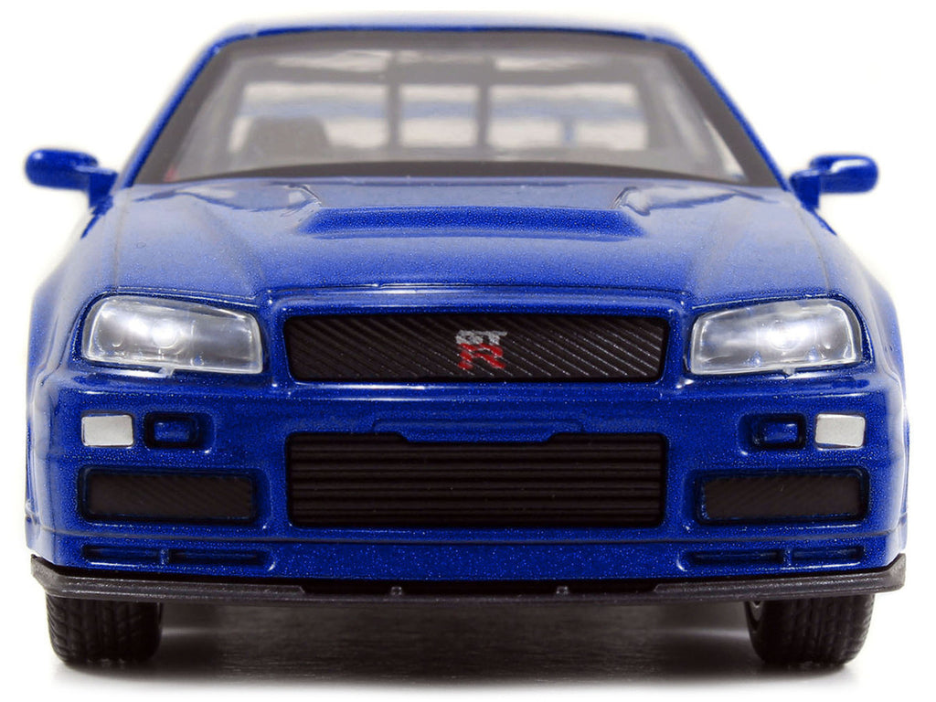 Brian's Nissan Skyline GT-R (R34) RHD (Right Hand Drive) Blue Metallic "Fast & Furious" (2009) Movie "25 Years of Fast & Furious" Series 1/32 Diecast Model Car by Jada-3