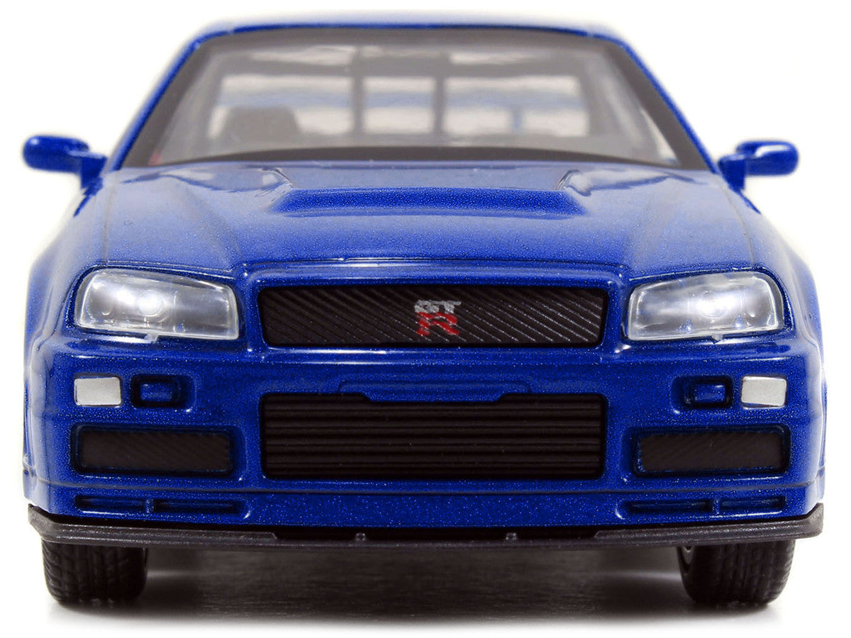 Brian's Nissan Skyline GT-R (R34) RHD (Right Hand Drive) Blue Metallic "Fast & Furious" (2009) Movie "25 Years of Fast & Furious" Series 1/32 Diecast Model Car by Jada-3