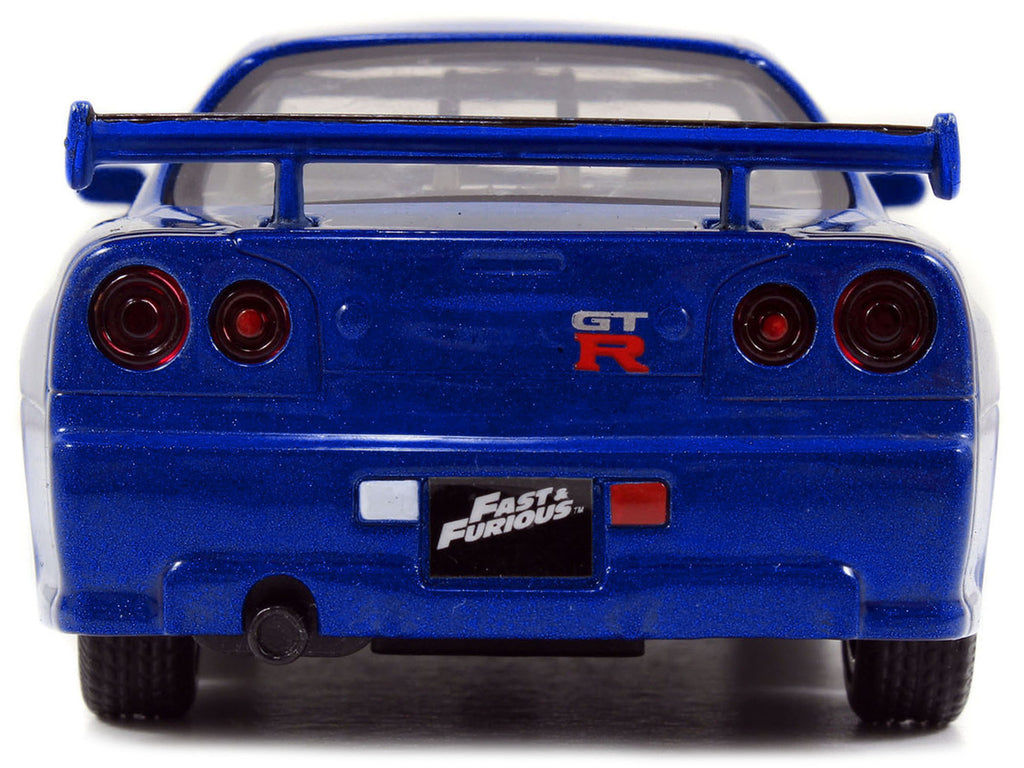 Brian's Nissan Skyline GT-R (R34) RHD (Right Hand Drive) Blue Metallic "Fast & Furious" (2009) Movie "25 Years of Fast & Furious" Series 1/32 Diecast Model Car by Jada-0