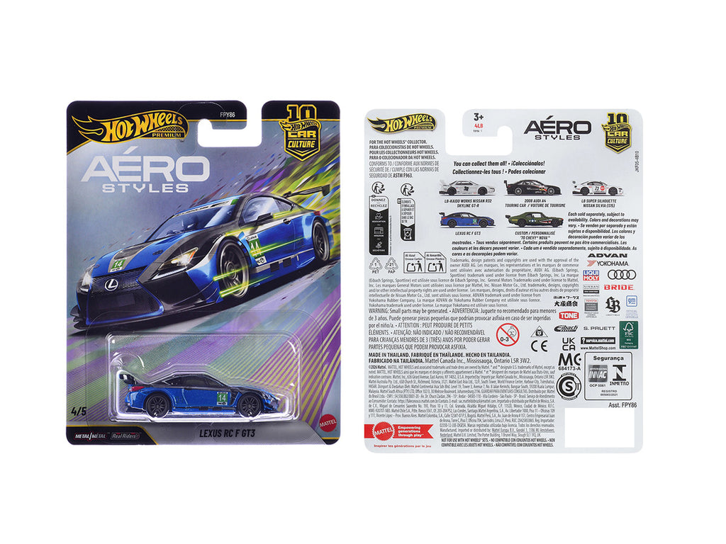 Lexus RC F GT3 #14 Blue Metallic "Aero Styles" Series Diecast Model Car by Hot Wheels-2