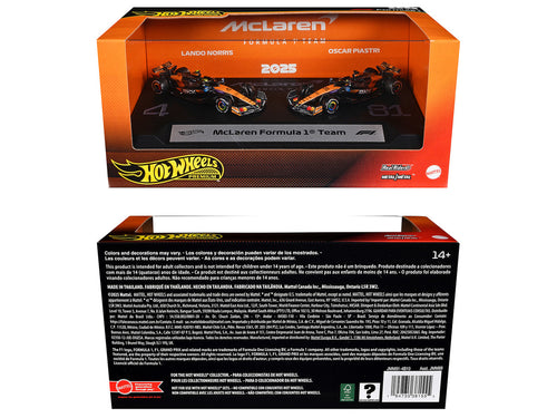 "McLaren Formula 1 Team" Formula One F1 World Championship (2025) 2 Piece Set Diecast Model Cars by Hot Wheels-1