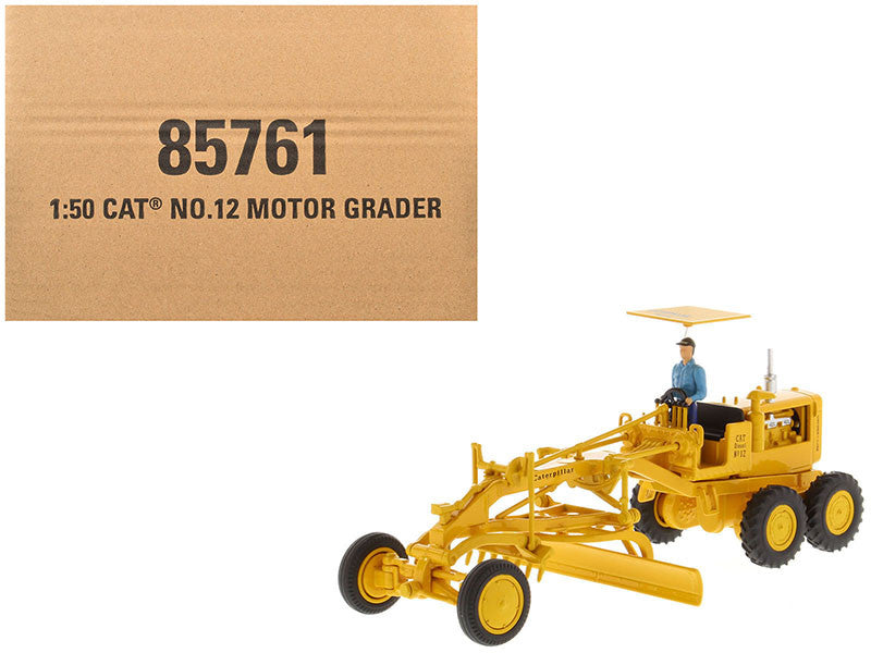 CAT Caterpillar No.12 Motor Grader Yellow with Operator "Vintage Series" 1/50 Diecast Model by Diecast Masters-4