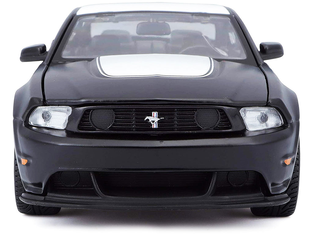 2012 Ford Mustang Boss 302 Matt Black and White 1/24 Diecast Model Car by Maisto-2