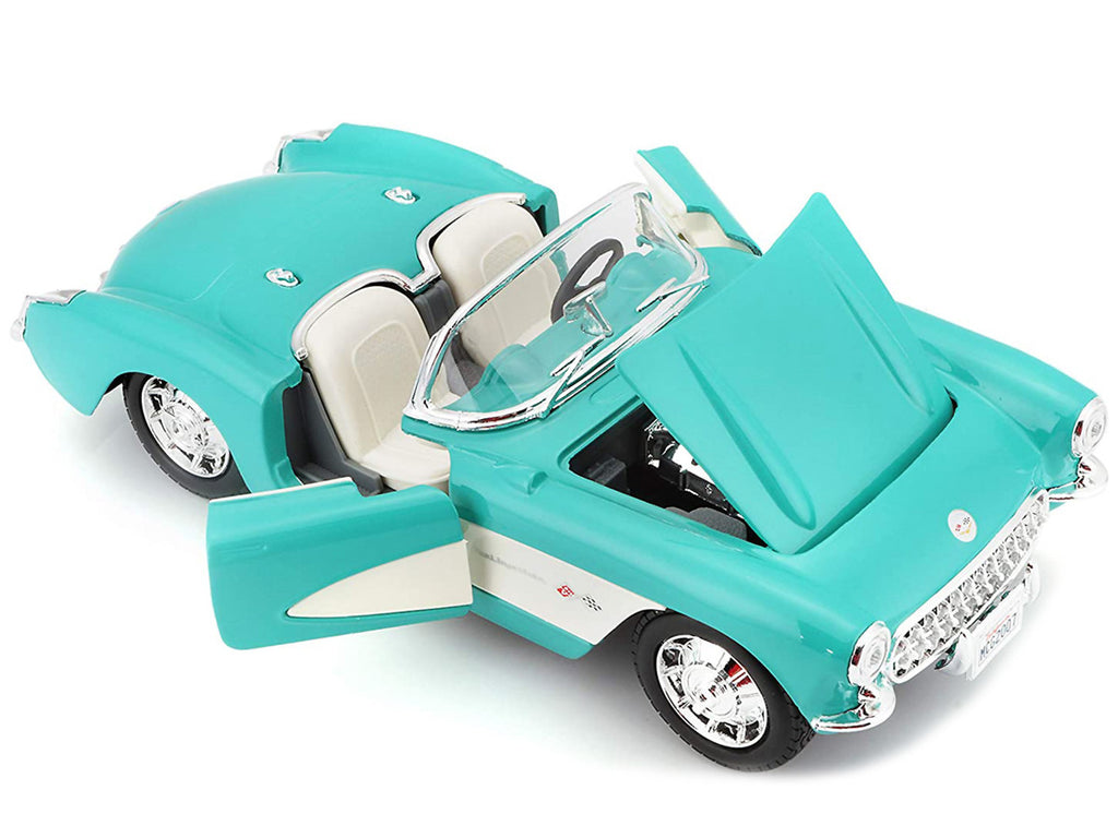 1957 Chevrolet Corvette Convertible Turquoise 1/24 Diecast Model Car by Maisto-1