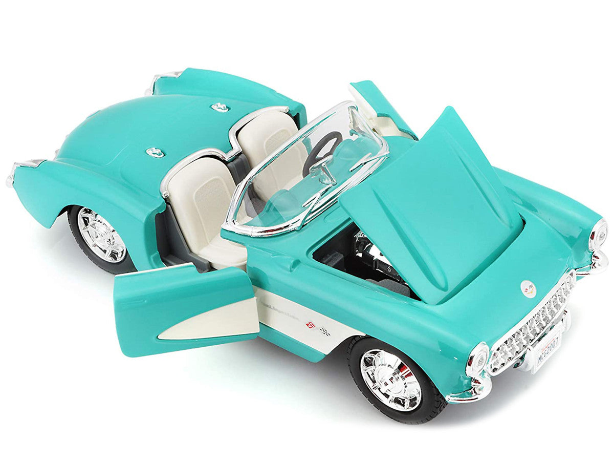 1957 Chevrolet Corvette Convertible Turquoise 1/24 Diecast Model Car by Maisto-1
