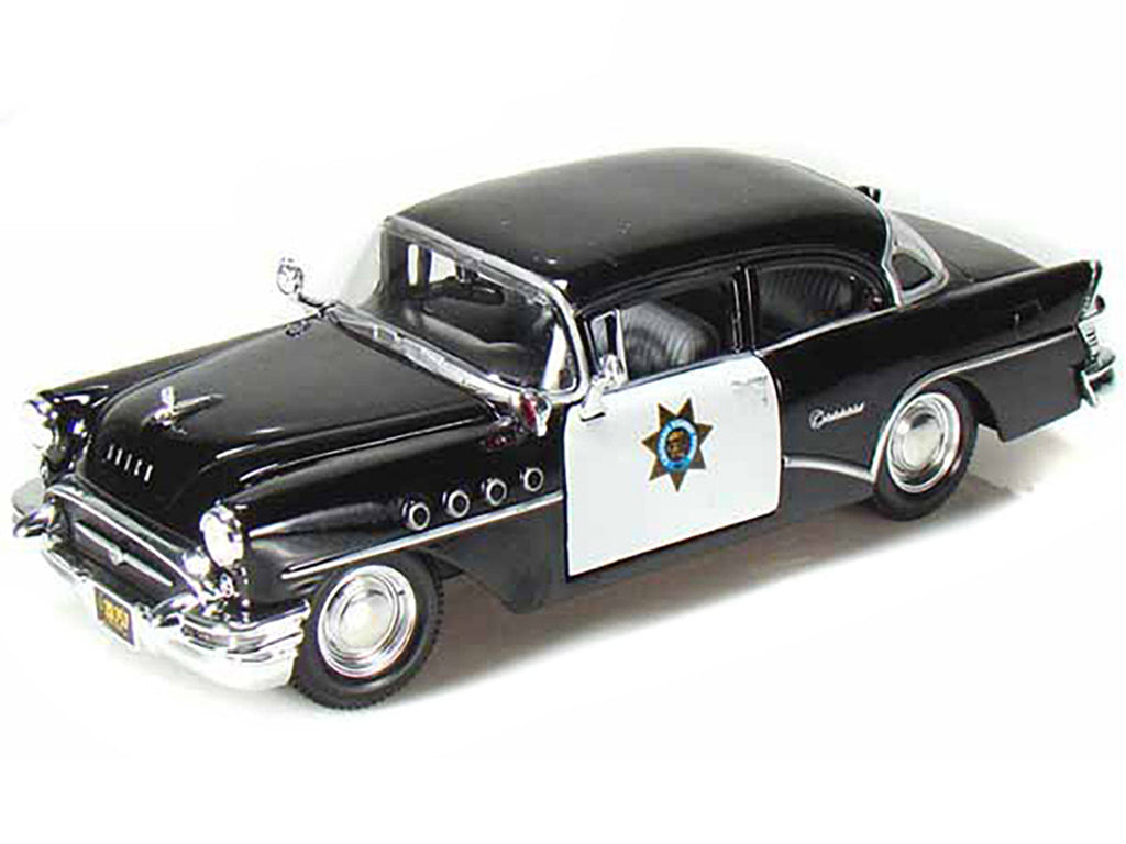 1955 Buick Century Police Car Black and White 1/26 Diecast Model Car by Maisto-1