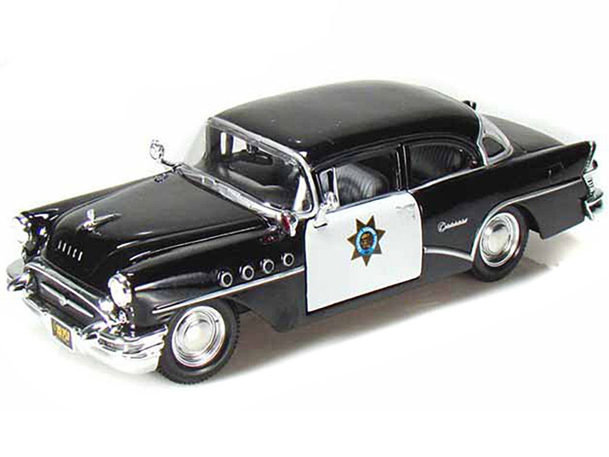 1955 Buick Century Police Car Black and White 1/26 Diecast Model Car by Maisto-1