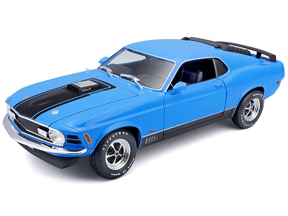 Maisto 1:18 1970 Ford Mustang Mach 1 428 Blue / Black Stripes — product image 3