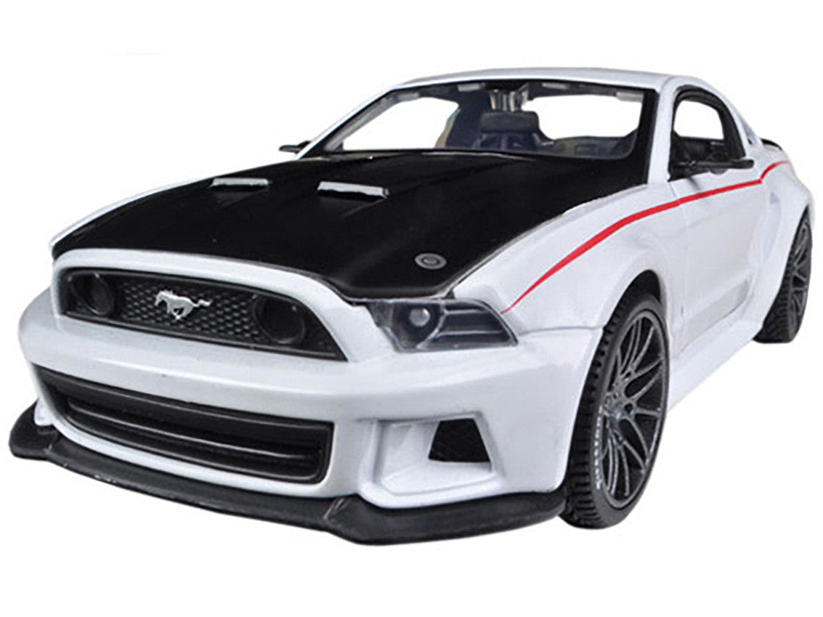 2014 Ford Mustang "Street Racer" White with Black Hood "Special Edition" Series 1/24 Diecast Model Car by Maisto-1