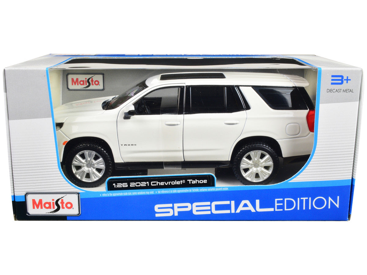 2021 Chevrolet Tahoe White with Sunroof "Special Edition" 1/26 Diecast Model Car by Maisto-2