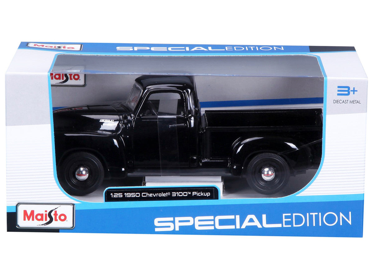 1950 Chevrolet 3100 Pickup Truck Black 1/25 Diecast Model Car by Maisto-2
