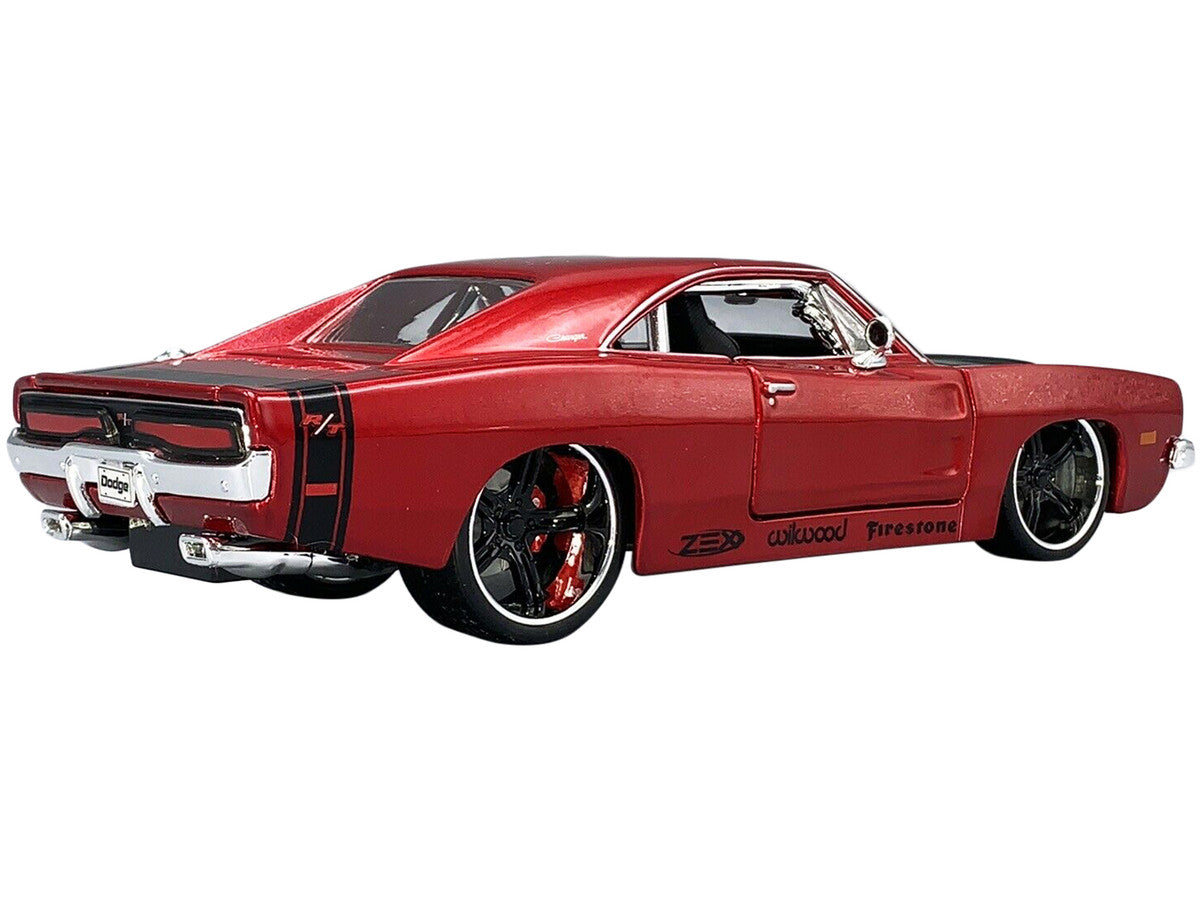 1969 Dodge Charger R/T Red Metallic with Black Hood and Black Stripes "Classic Muscle" 1/25 Diecast Model Car by Maisto-1
