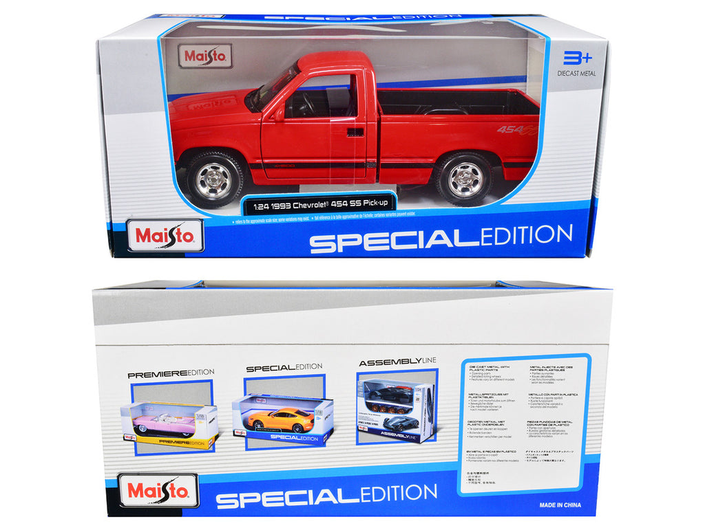 1993 Chevrolet 454 SS Pickup Truck Red 1/24 Diecast Model Car by Maisto-0