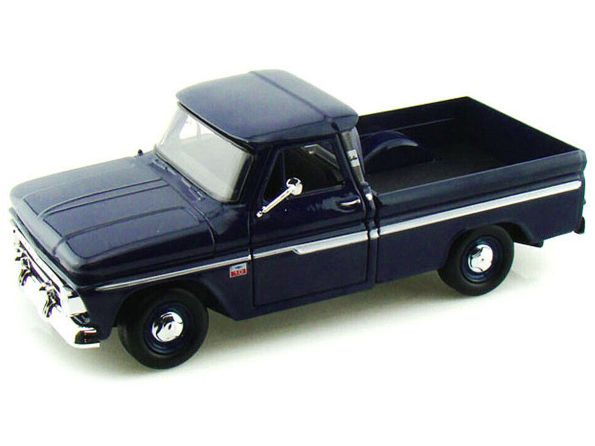 1966 Chevrolet C10 Fleetside Pickup Truck Dark Blue 1/24 Diecast Car Model by Motormax-2