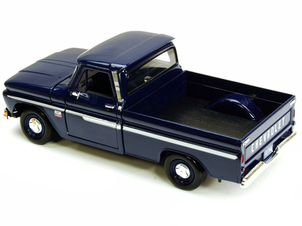 1966 Chevrolet C10 Fleetside Pickup Truck Dark Blue 1/24 Diecast Car Model by Motormax-1