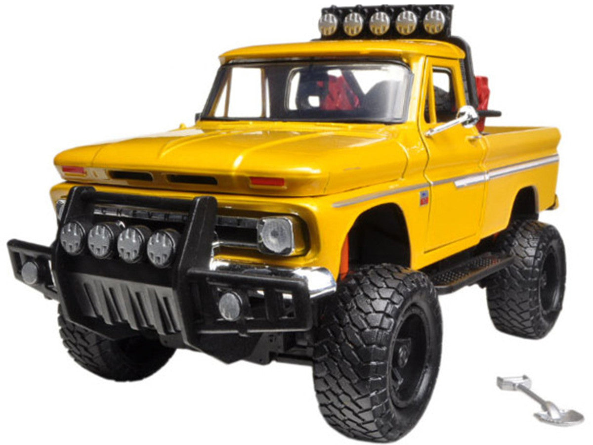 1966 Chevrolet C10 Fleetside Pickup Truck Off Road Yellow 1/24 Diecast Model by Motormax-1
