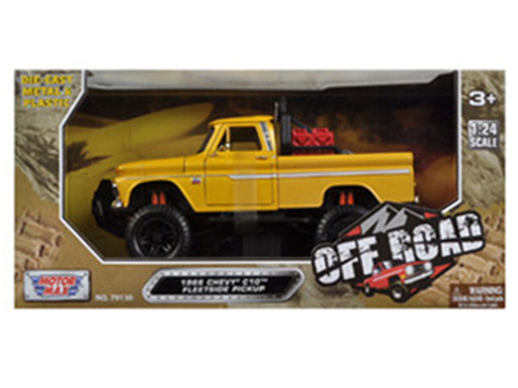 1966 Chevrolet C10 Fleetside Pickup Truck Off Road Yellow 1/24 Diecast Model by Motormax-2