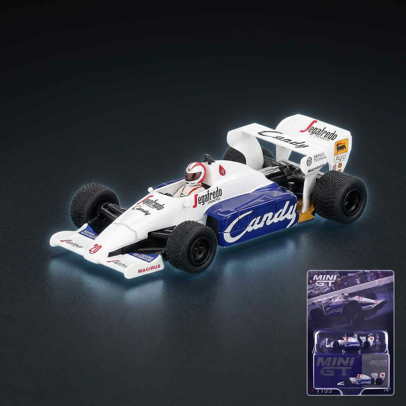 Mini GT 1:64 Toleman TG184 #20 Johnny Cecotto F1 "Monaco GP" (1984) with Driver Figure