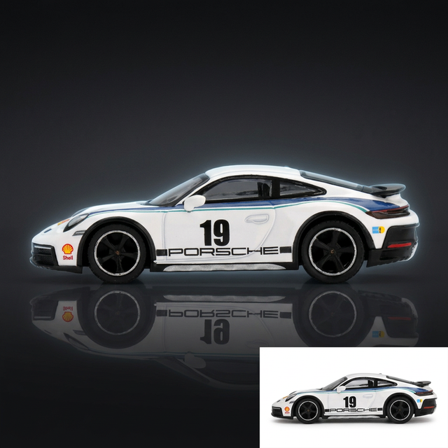 Mini GT 1:64 Porsche 911 Dakar #19 "Rally 1974" Tribute Livery White with Blue Stripes