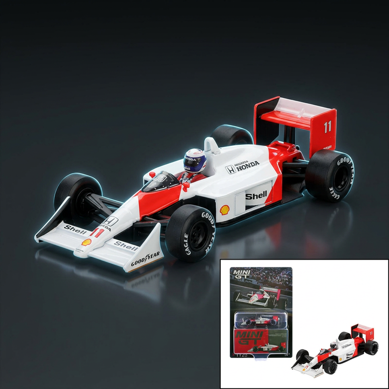 Mini GT 1:64 McLaren MP4/4 #11 Alain Prost Japanese GP 2nd (1988) with Driver Figure