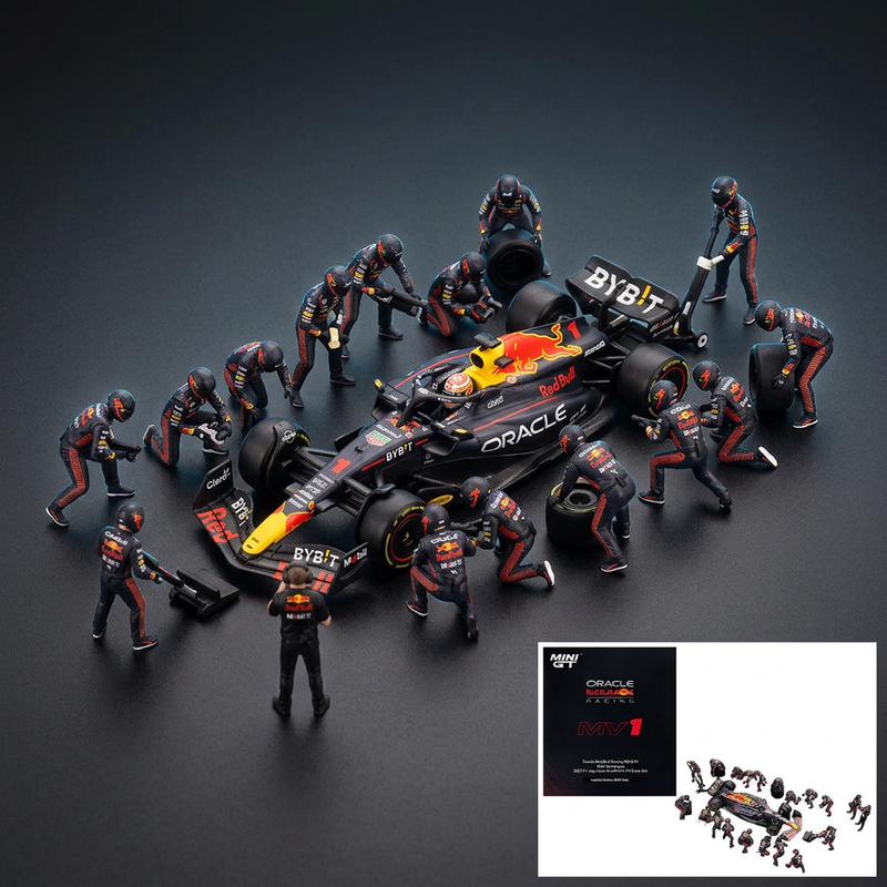 Mini GT 1:64 Red Bull RB19 #1 Verstappen Japan 2023 + Pit Crew