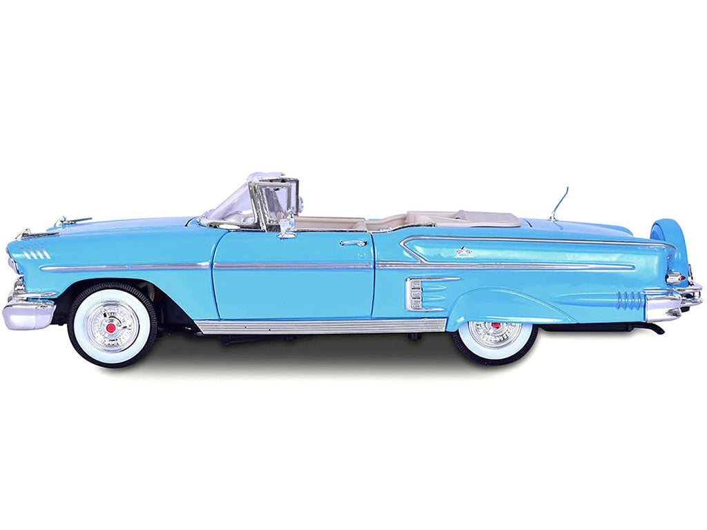 1958 Chevrolet Impala Convertible Light Blue "Timeless Classics" 1/18 Diecast Model Car by Motormax-0