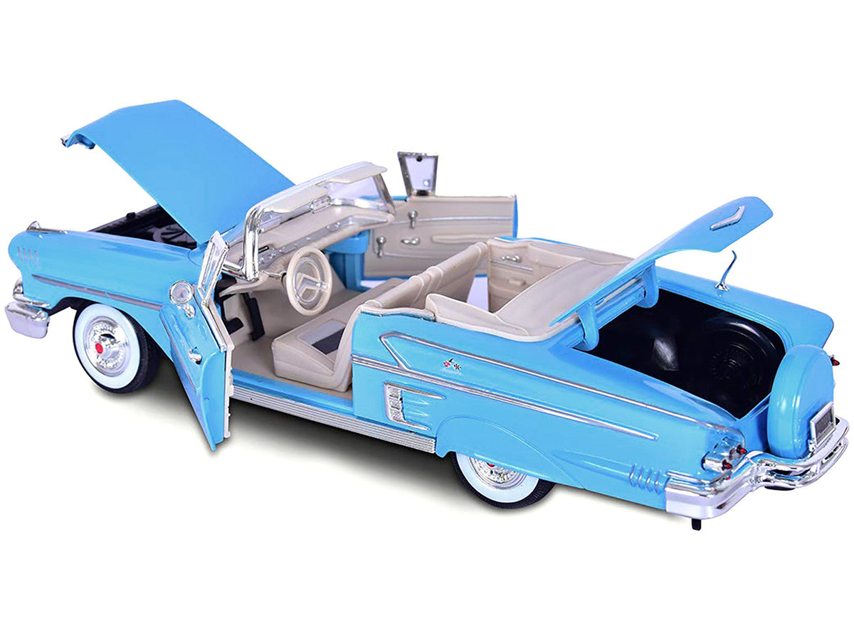 1958 Chevrolet Impala Convertible Light Blue "Timeless Classics" 1/18 Diecast Model Car by Motormax-1