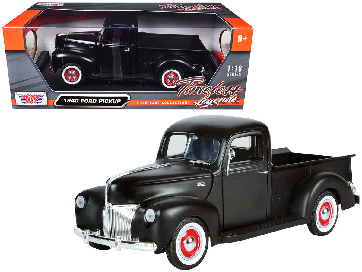 1940 Ford Pickup Matt Black 1/18 Diecast Model Car by Motormax-0