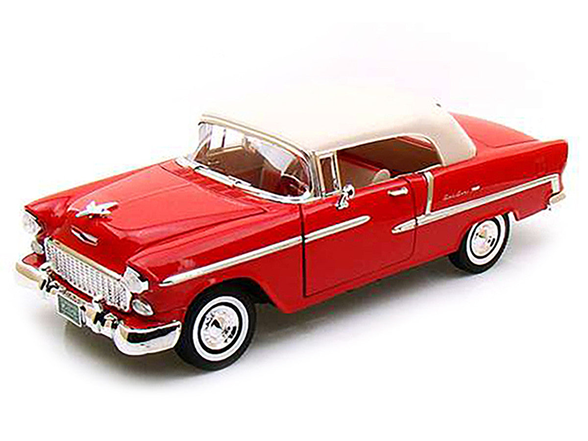 1955 Chevrolet Bel Air Convertible Soft Top Red 1/18 Diecast Car Model by Motormax-1