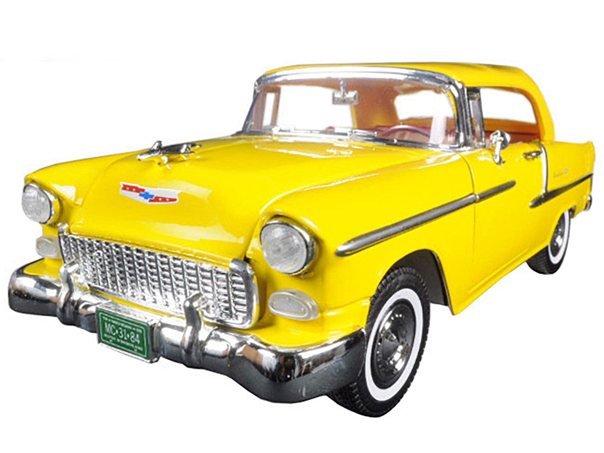 1955 Chevrolet Bel Air Convertible Soft Top Yellow "Timeless Classics" 1/18 Diecast Model Car by Motormax-1