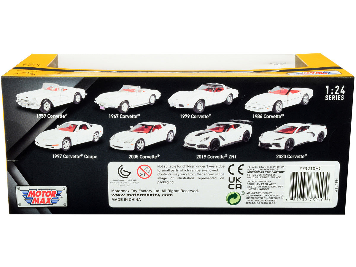 1997 Chevrolet Corvette C5 Coupe White with Red Interior "History of Corvette" Series 1/24 Diecast Model Car by Motormax-1