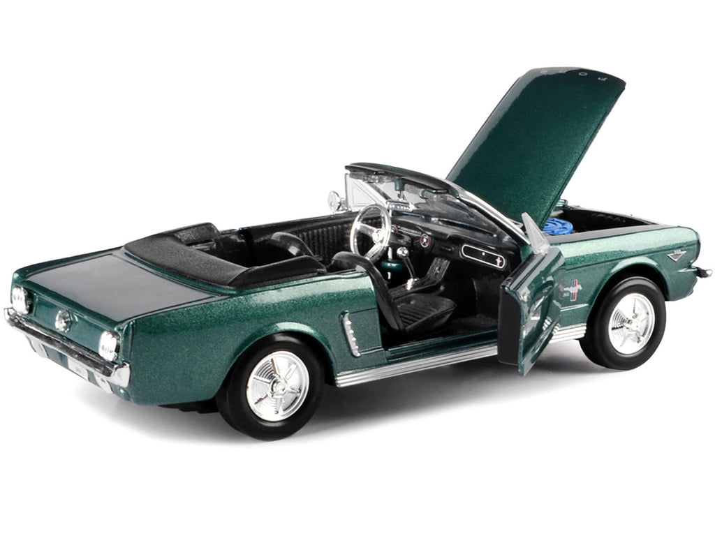1964 1/2 Ford Mustang Convertible Green Metallic 1/24 Diecast Model Car by Motormax-1