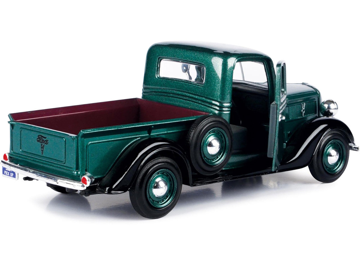 1937 Ford Pickup Truck Green and Black 1/24 Diecast Model Car by Motormax-0